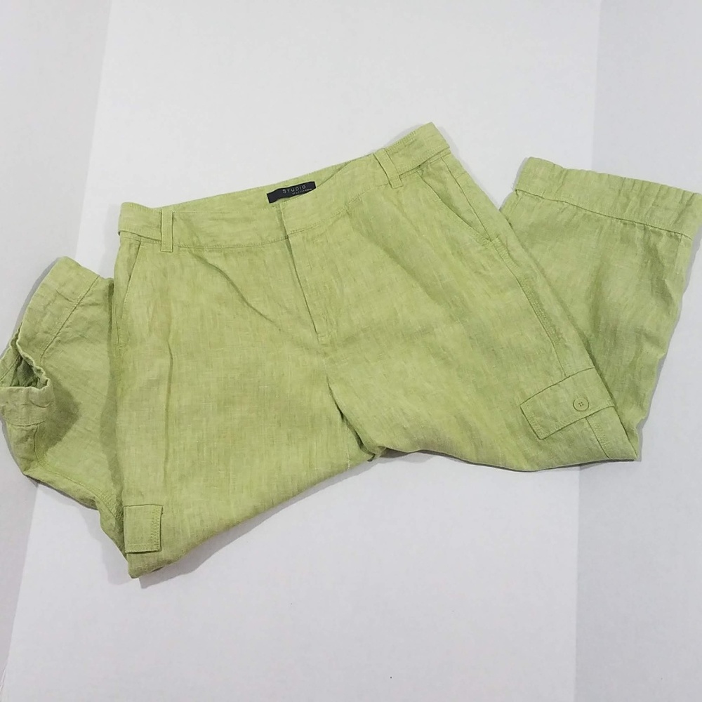 Liz Claiborne Studion Linen Cargo Capri Sz LP